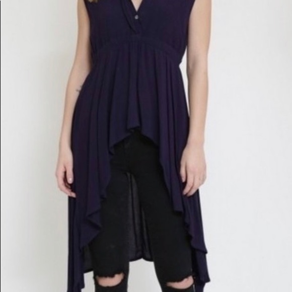 Hi-Low Tunic Top (Navy) - Picture 2 of 9